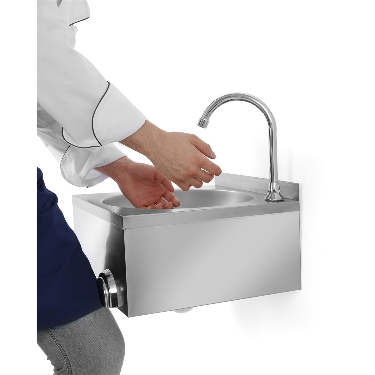 Combisteel Knee Operated Hand Washbasin, 400x400mm Stainless Steel 2