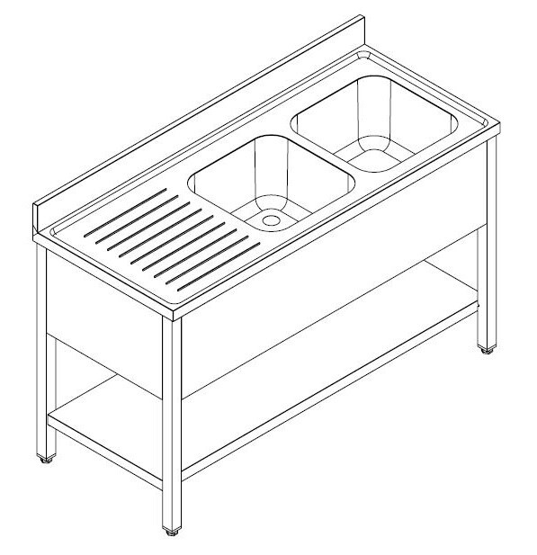 Combisteel Sink Unit Shelf 2000x600mm, Right Position, Flat Pack 2