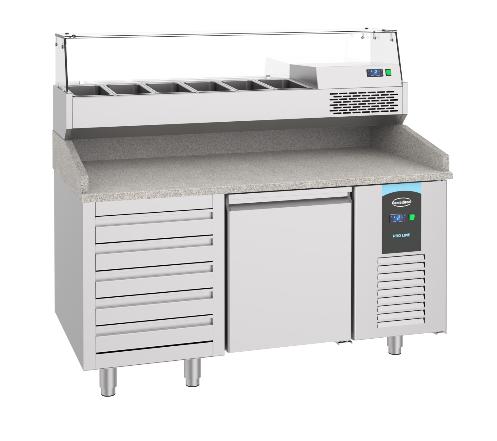 Combisteel Pizza Counter 1 Door 5 Drawers, Granite Top, 380L 2