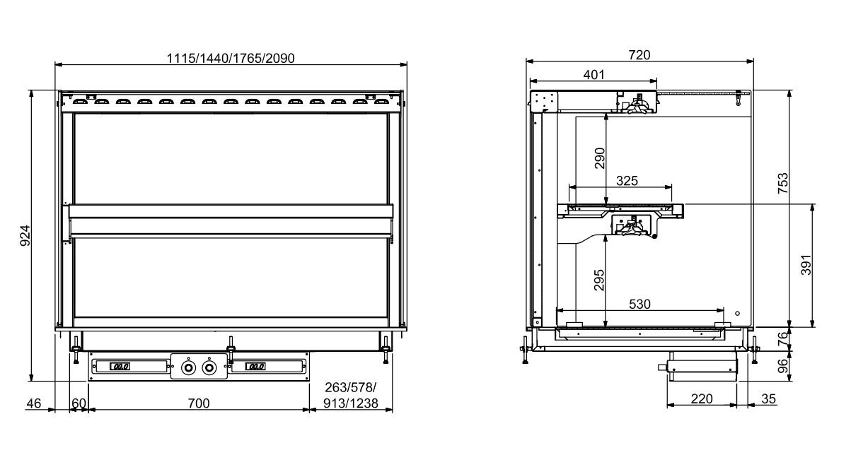 Combisteel Drop-In Heated Ceramic Display Wall 4/1 GN, 4.52kW 2