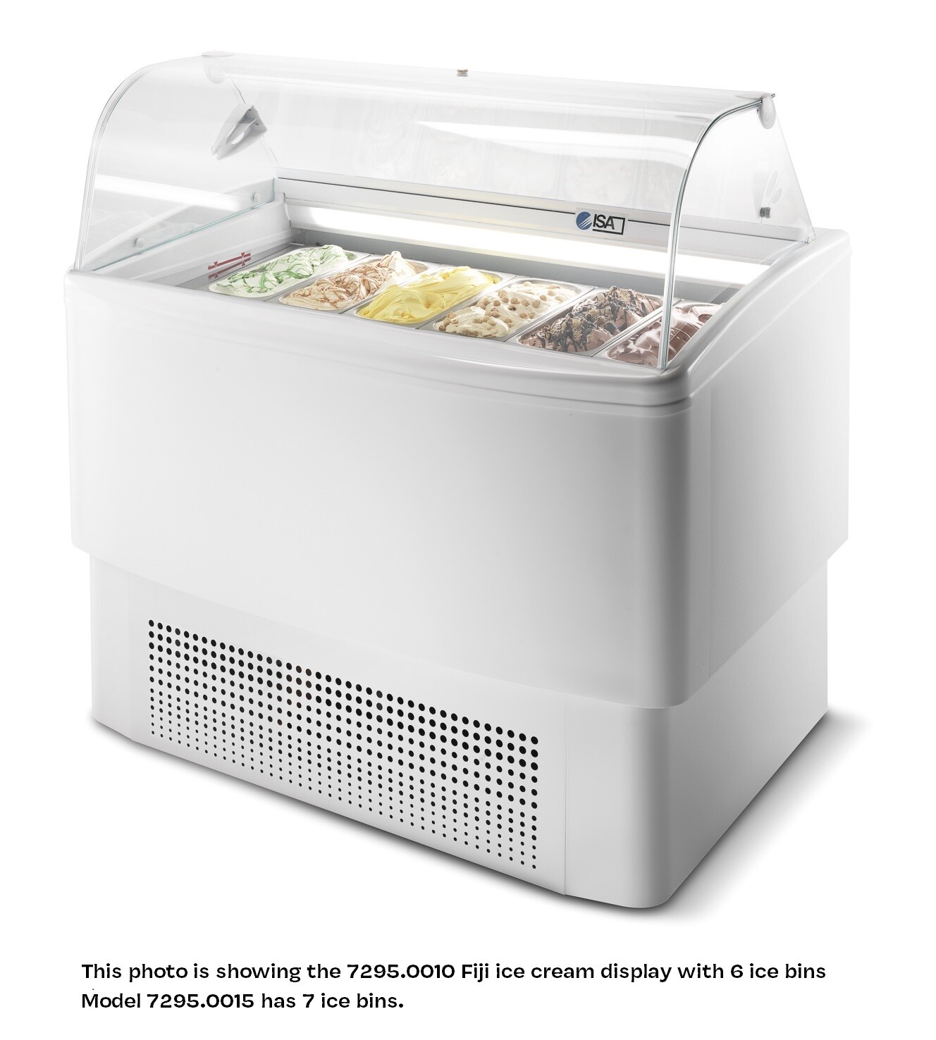 ISA Fiji 7 Ice Cream Display Case, 383L, Mobile Curved Glass 1