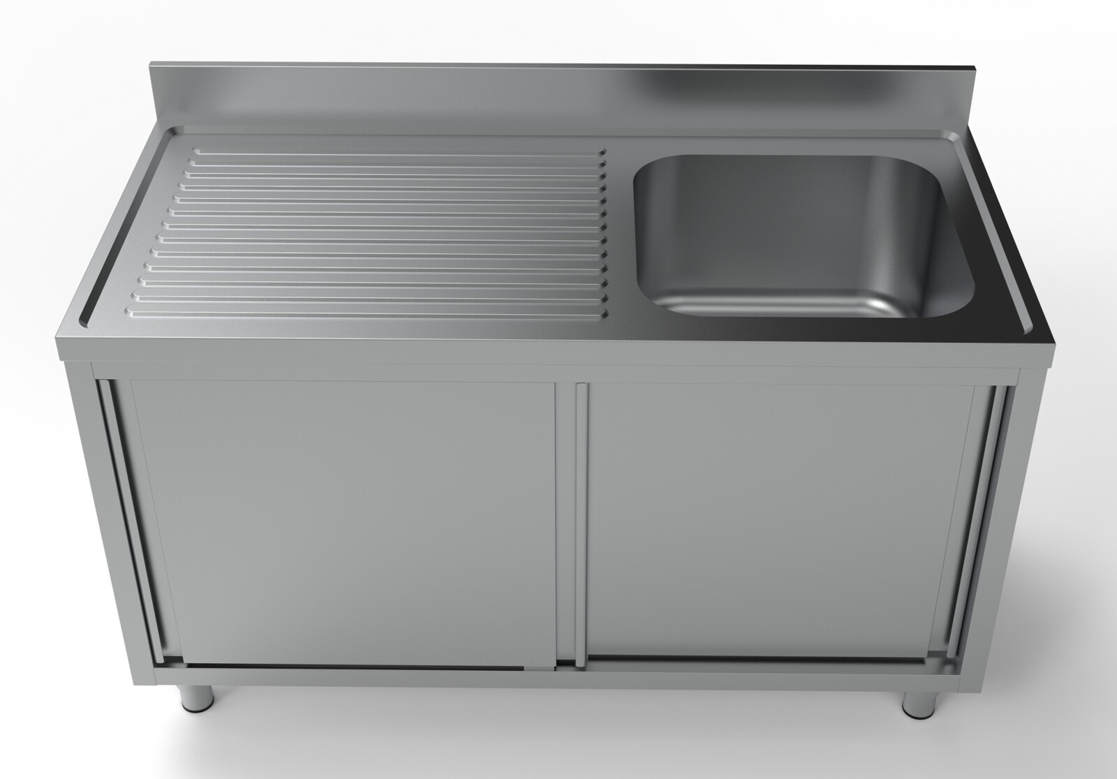 Combisteel Stainless Steel Sink Unit 1400mm, Sliding Doors 2