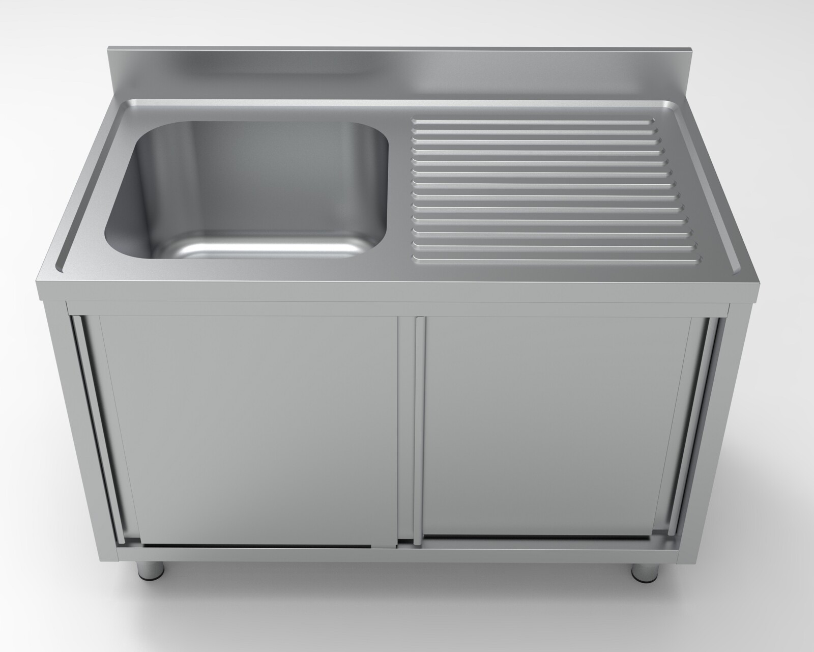 Combisteel Sink Unit 1200mm, Sliding Doors, Stainless Steel 2