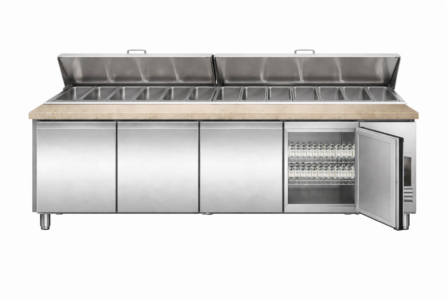 Combisteel Saladette 4 Door with Granite Worktop, 943L, 12x1/3GN 3