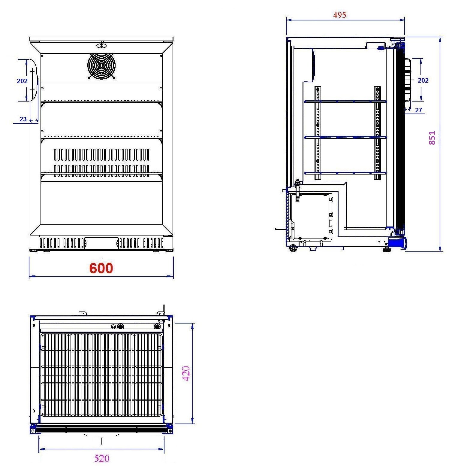 Combisteel Backbar Cooler Black 1 Door, 128L, LED Lighting 2