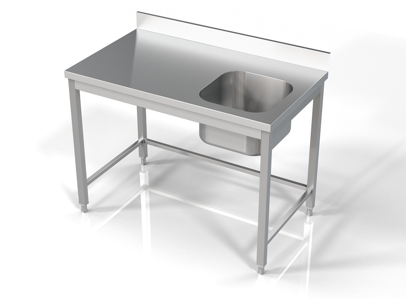 Sink Unit 1200mm Single Bowl Right, 700mm Deep Commercial 1