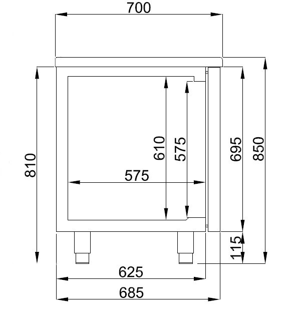Combisteel 700mm Refrigerated Counter 2 Door, 281L Energy Line 2