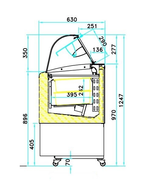 ISA Fiji 7 Ice Cream Display Case, 383L, Mobile Curved Glass 2