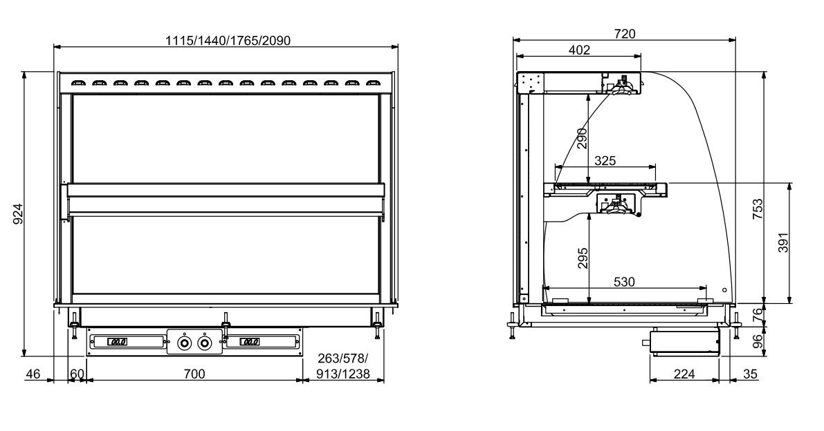 Combisteel Drop-In Curved Heated Ceramic Display Wall 4/1 GN, Black 2