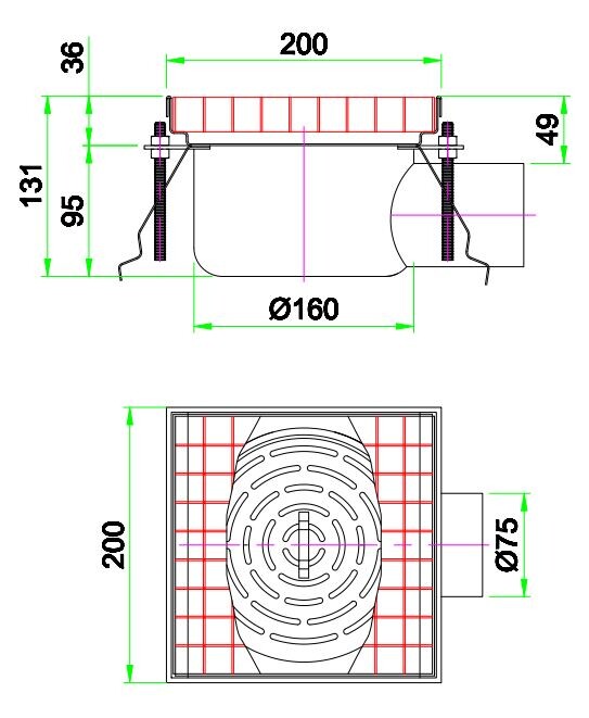Combisteel Floor Grid 200x200mm, Stainless Steel Drainage Grid 2