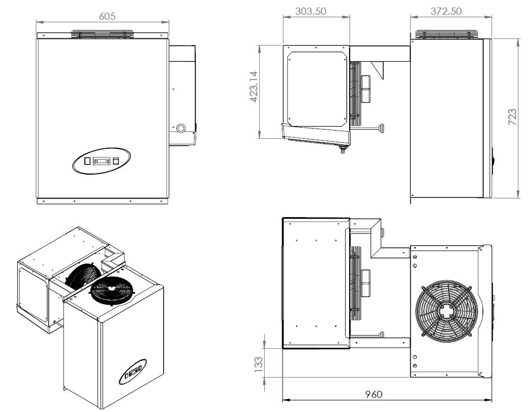 Combisteel Wall-Mounted Freezer Unit 6.6-9 m³, -18/-22°C 2