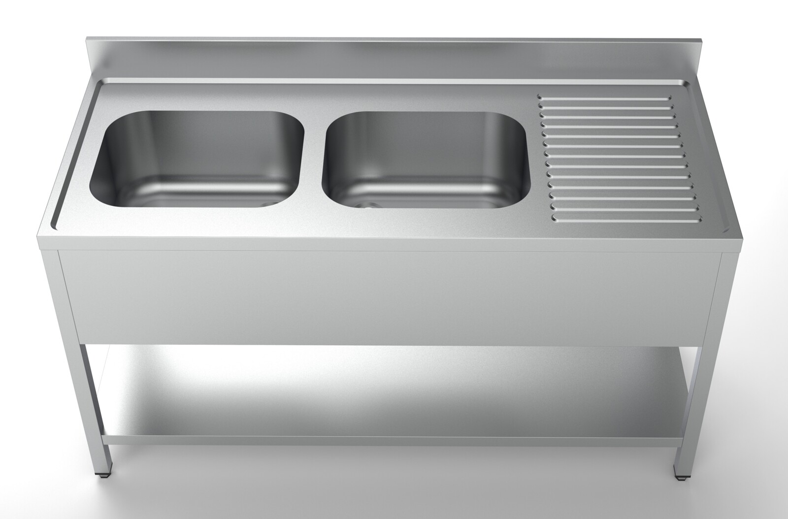 Combisteel Sink Unit 2 Bowls Left, 1600mm Stainless Steel 2