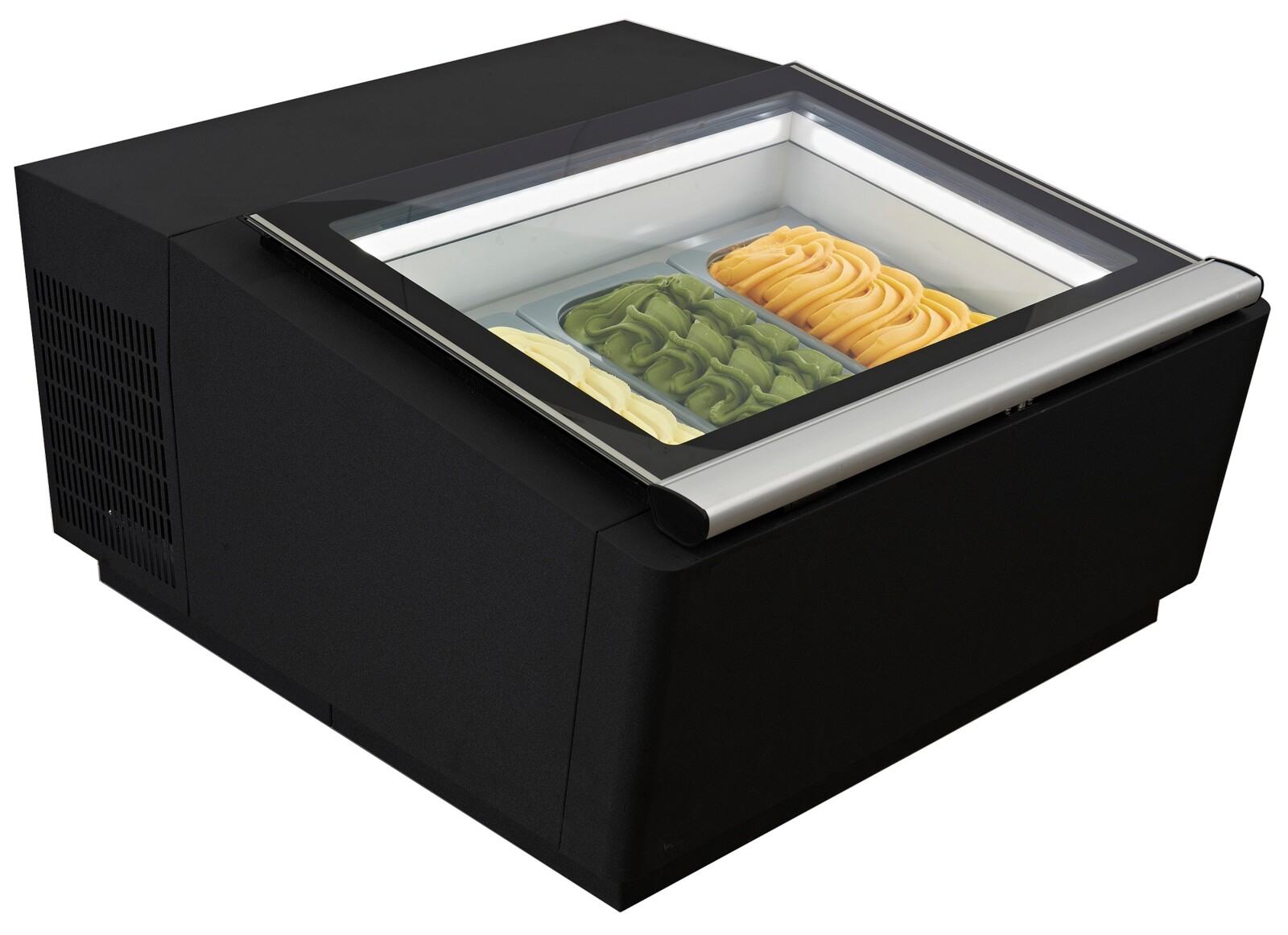 Combisteel Countertop Ice Cream Display Black 670mm, LED Lighting 1