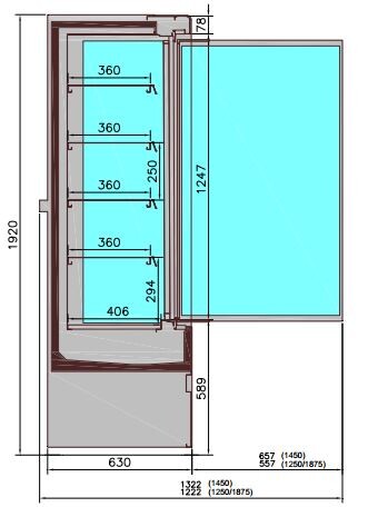 Combisteel Wall Mounted Display Unit Jamie 3 Doors, 613L 2