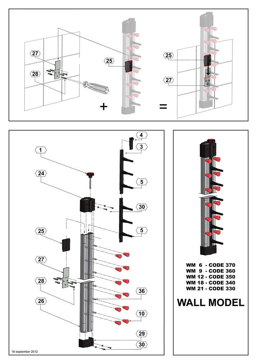 Combisteel Plate Rack Wall Model 9, 800mm Height 3