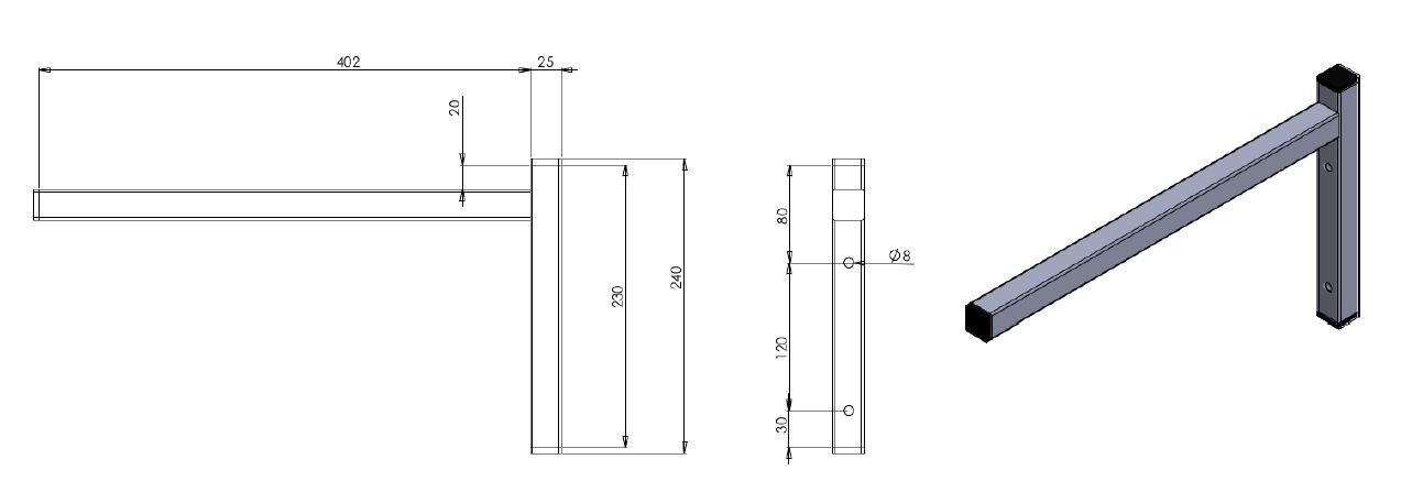 Combisteel Permanent Bracket Single 400 - Wall Mount Support 2
