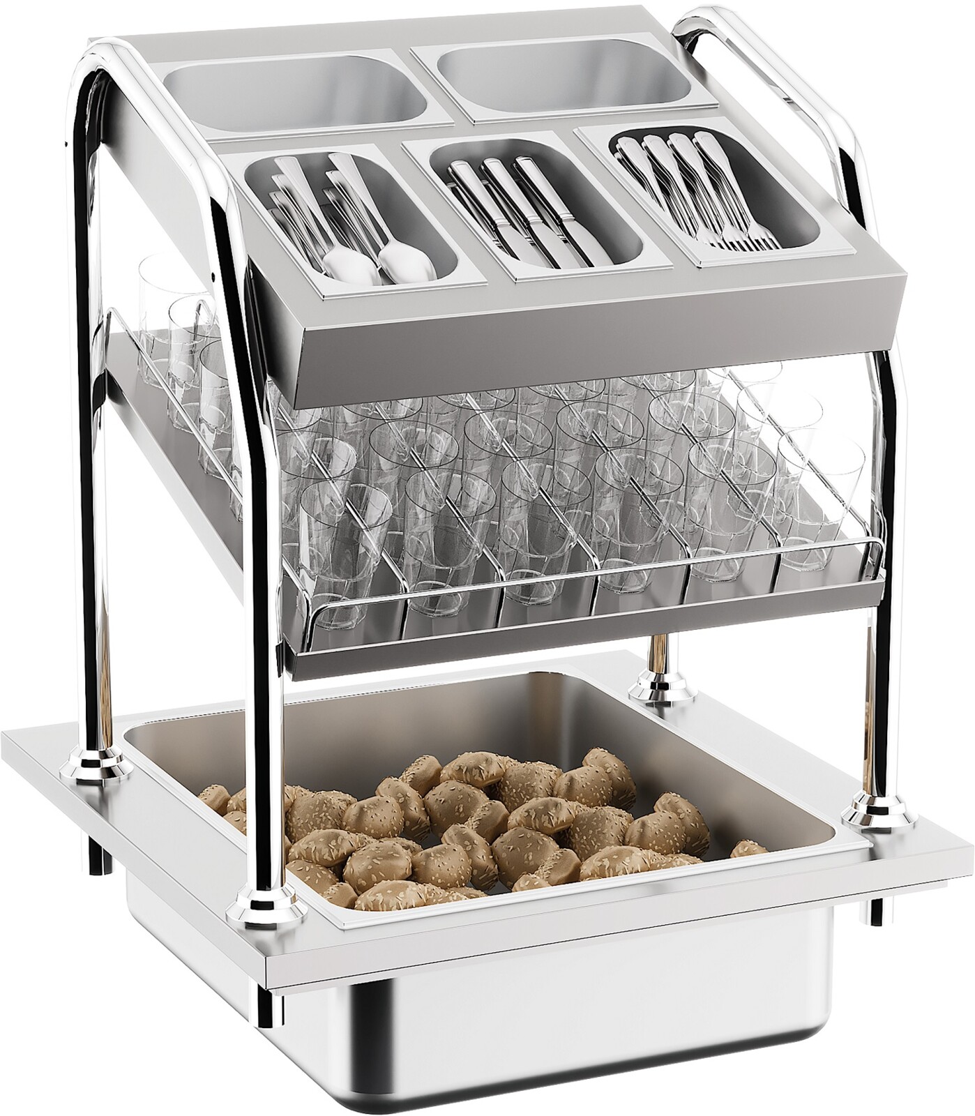 Combisteel Drop-In Cutlery Unit 700x700mm, 5-Compartment GN 1