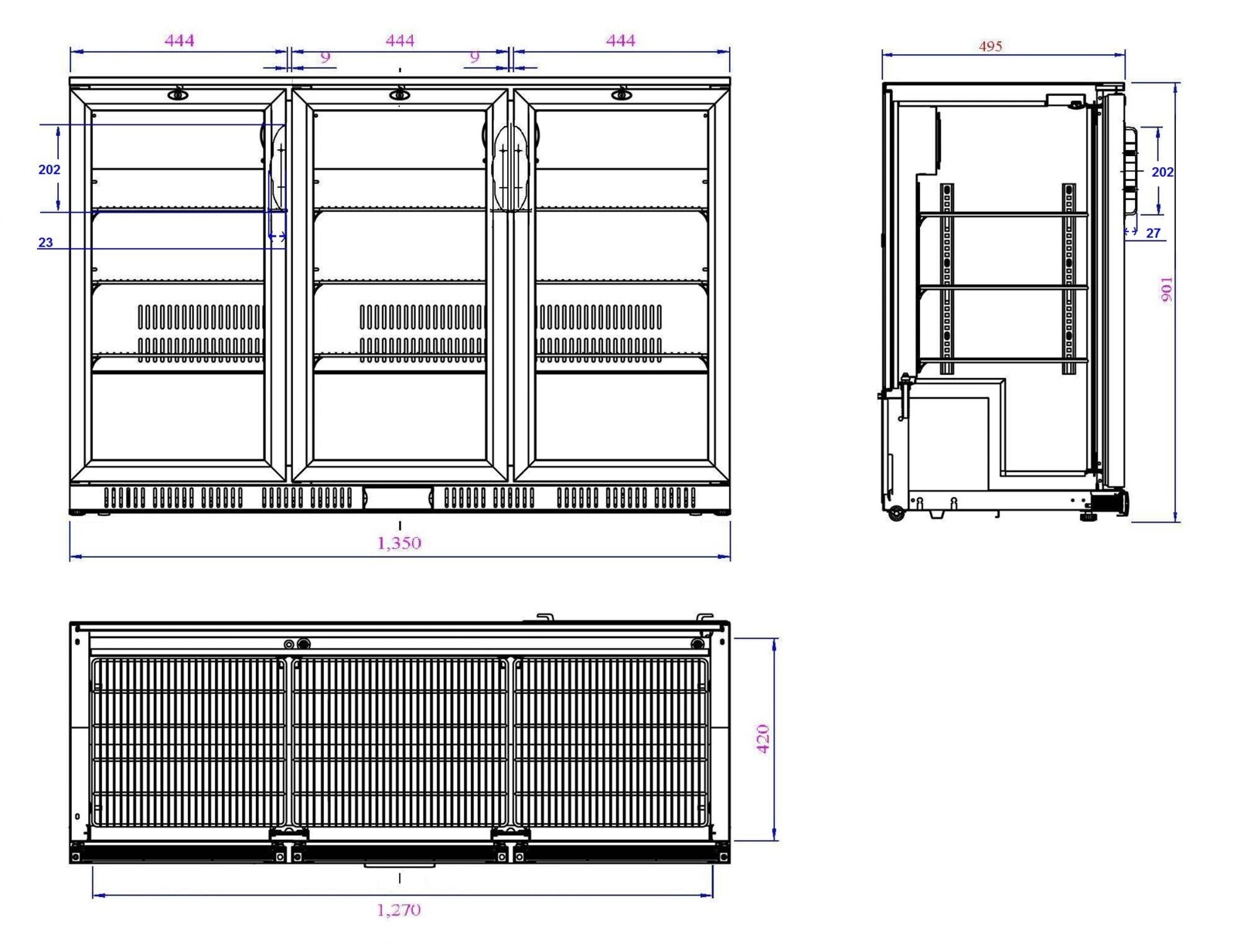 Combisteel Black Backbar Cooler 3 Door, 330L Capacity 2