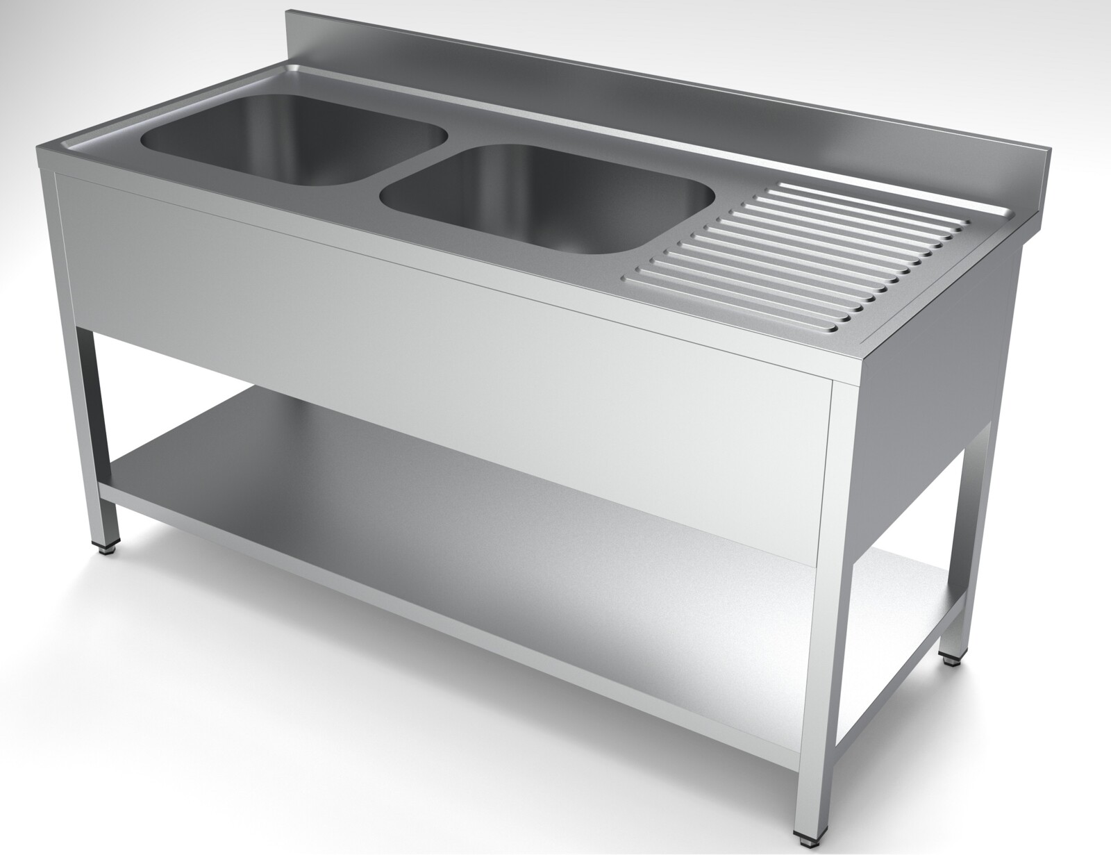 Combisteel Sink Unit 2 Bowls Left, 1600mm Stainless Steel 1
