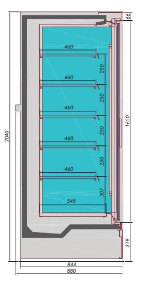 Combisteel Wall Mounted Refrigerated Display Unit Mike 1.3, 780L 2