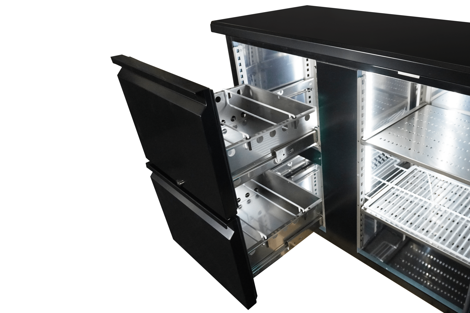 Combisteel Black Bar Cooler 3 Doors 2 Drawers, 698L Capacity 4