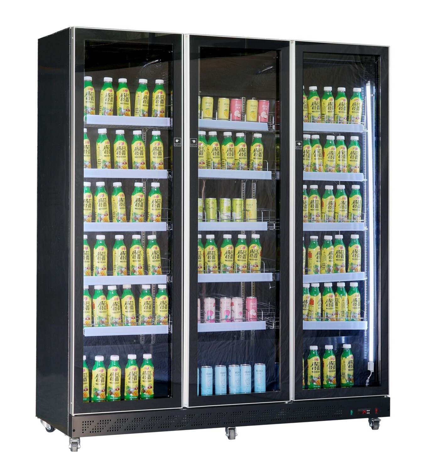 Combisteel 3 Glass Door Refrigerator, 1173L, Mobile Black 1