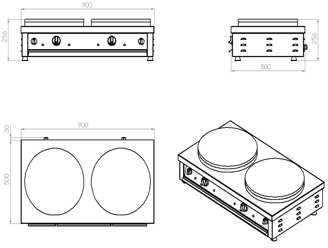 Combisteel Crepe Maker 2 Plates, 400mm Diameter, Electric 2