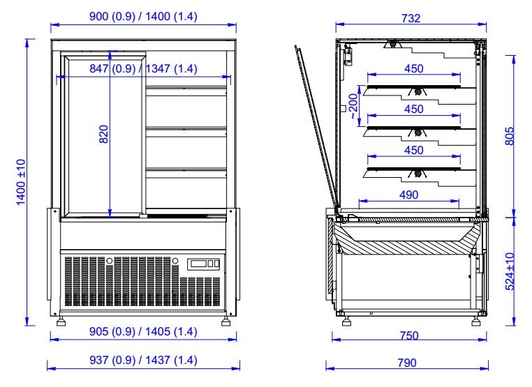 Combisteel Cold Display Nero 1.0, 1.56 m² Showcase, LED Lighting 2