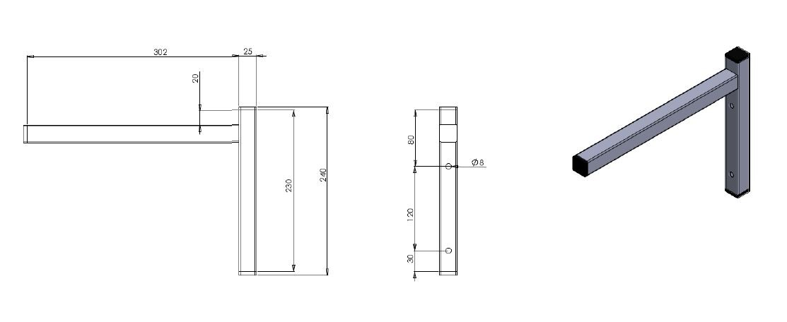 Combisteel Permanent Bracket Single 300 - Wall Mount Support 2
