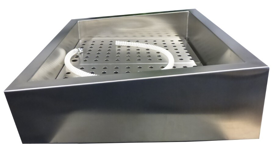Crushed Ice Bin Incline 4/1 GN AISI 304, 1362x590mm with Drain 2