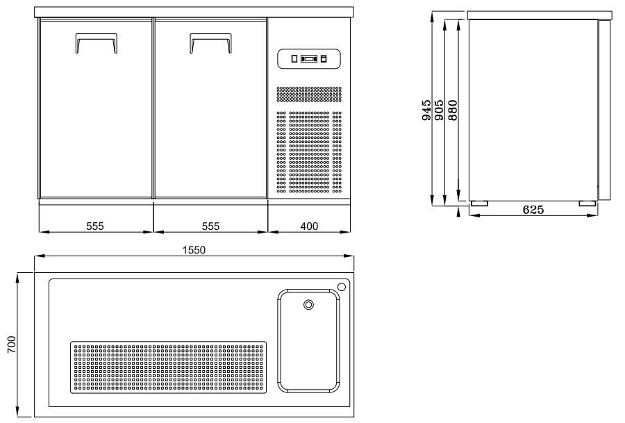 Combisteel Beer Counter 2 Door, 1550mm, Stainless Steel Refrigeration 3