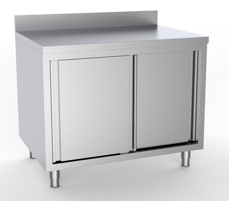 Combisteel Worktable Sliding Doors 1000x600mm Stainless Steel 1