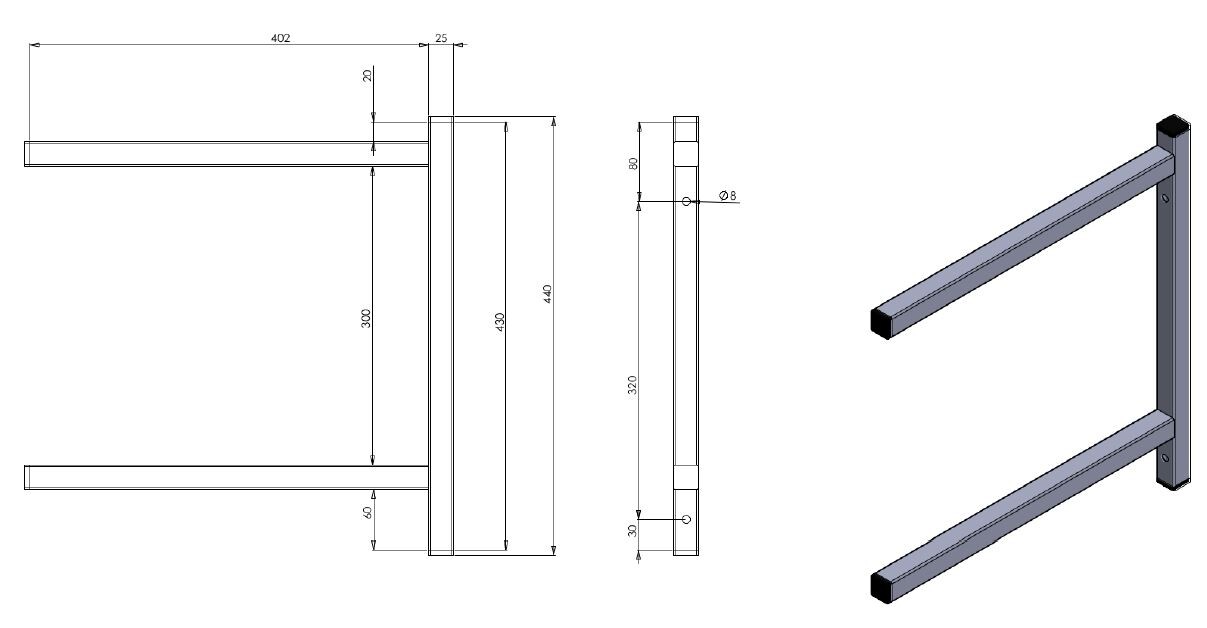 Combisteel Permanent Bracket Double 400 - Heavy Duty Wall Mount 2
