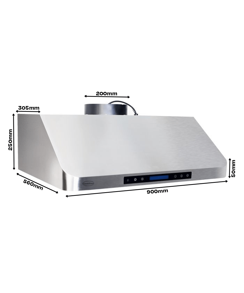 Combisteel Mounted Hood 900mm, 1530 m³/h Extraction, LED Lighting 6