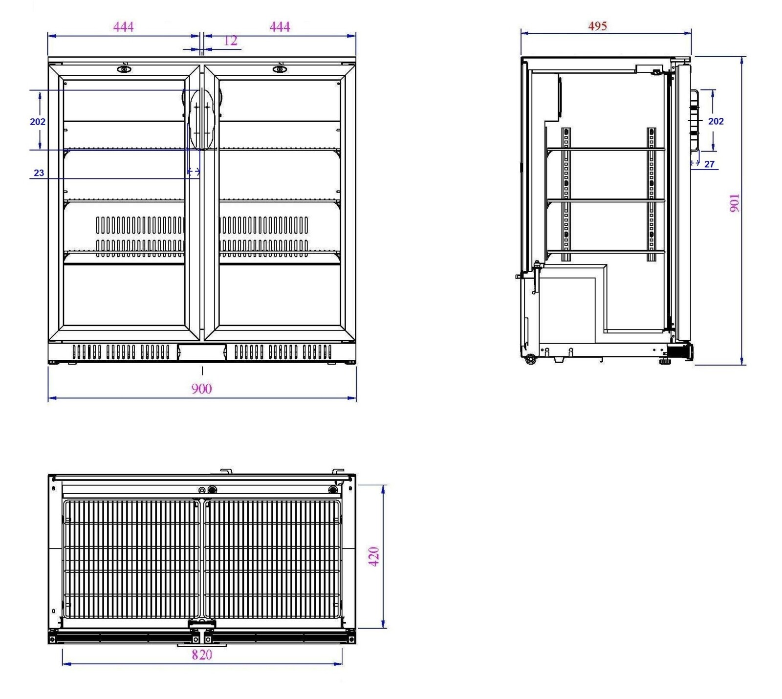 Combisteel Backbar Cooler Black 2 Door, 208L Capacity 2