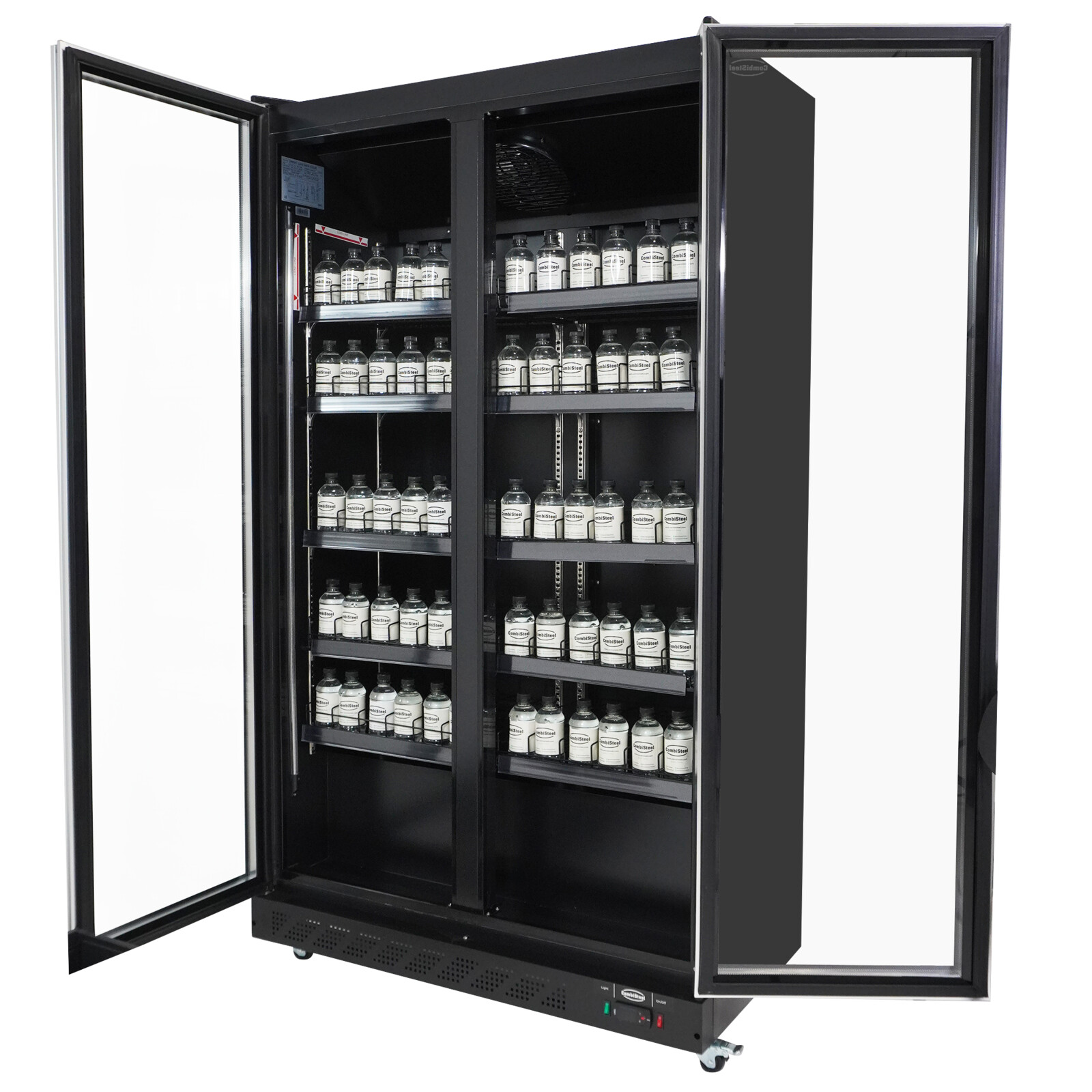 Combisteel Glass Door Refrigerator 758L, 2 Doors, Mobile Black 3