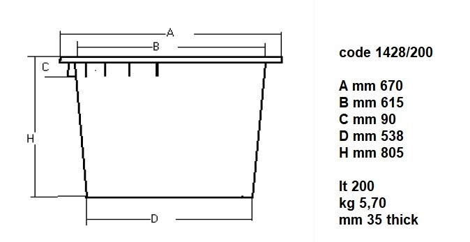 Disposal Bin 200L Commercial Waste Container, 800mm Height 2