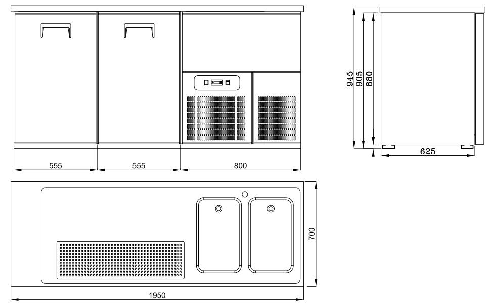 Combisteel Beer Counter 2 Door, 1950mm, Stainless Steel 2