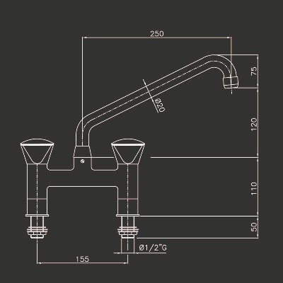 Klarco 2-Hole Commercial Kitchen Faucet, 1/2 Inch Inlet 2
