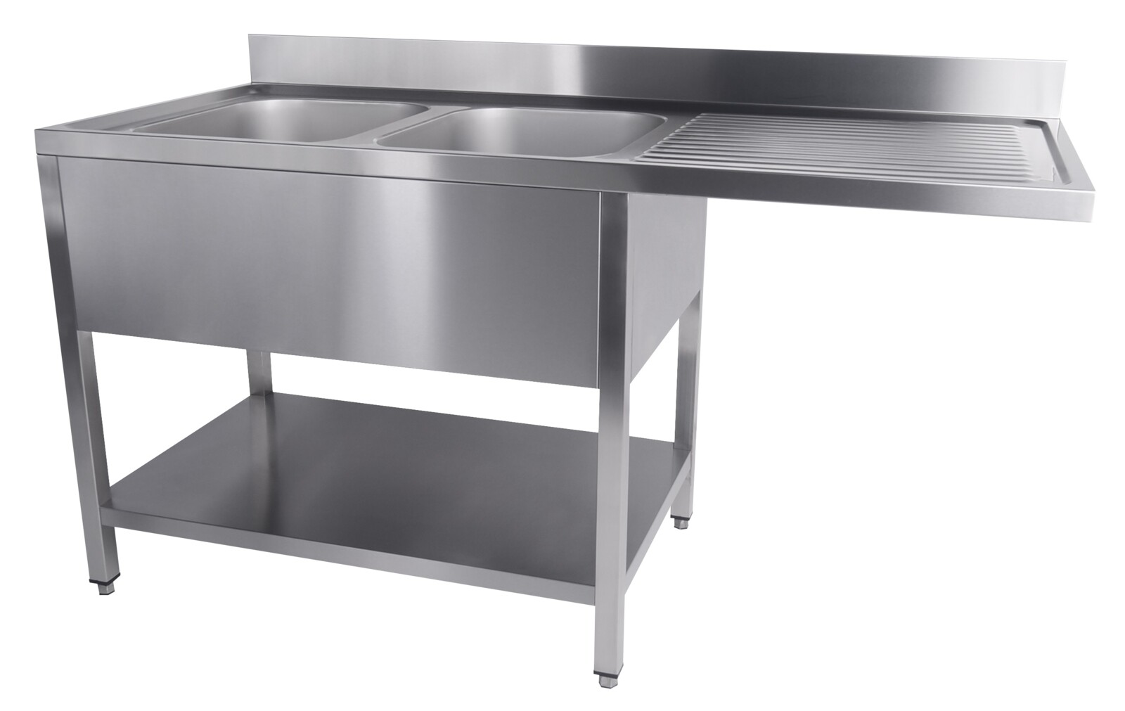 Combisteel Dishwasher Sink Unit 1600mm, 2 Left Bowls, Flat Pack 1