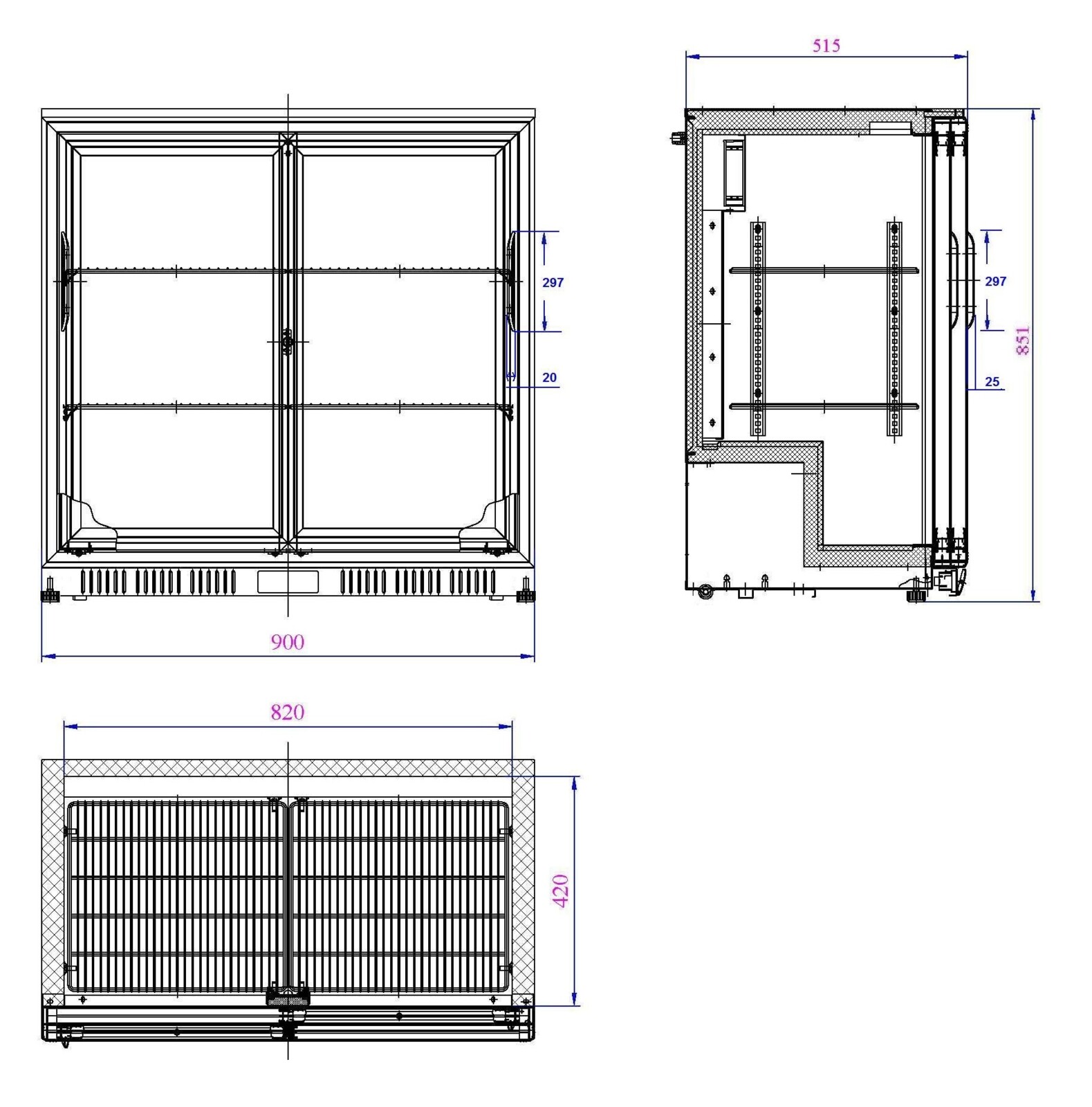 Combisteel Backbar Cooler Black 2 Sliding Doors, 198L Capacity 2