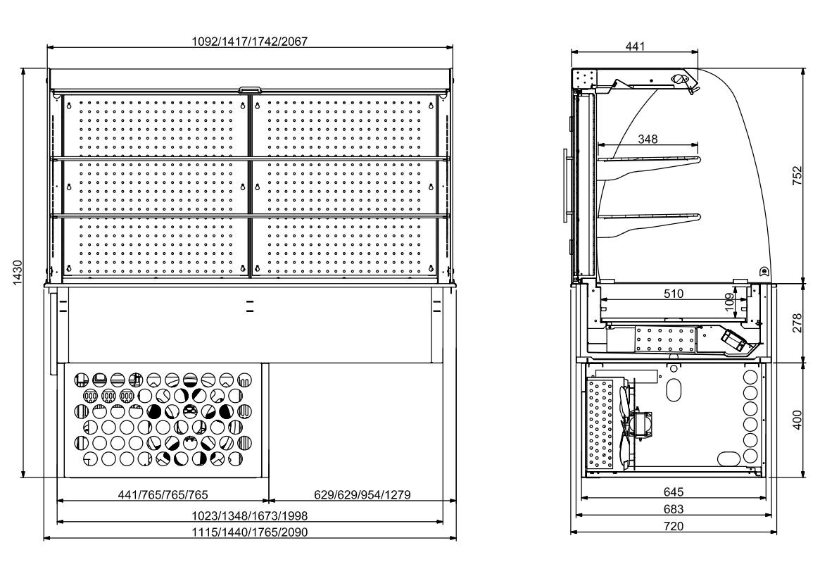 Combisteel Drop-In Curved Refrigerated Display Closed 4/1 GN 2