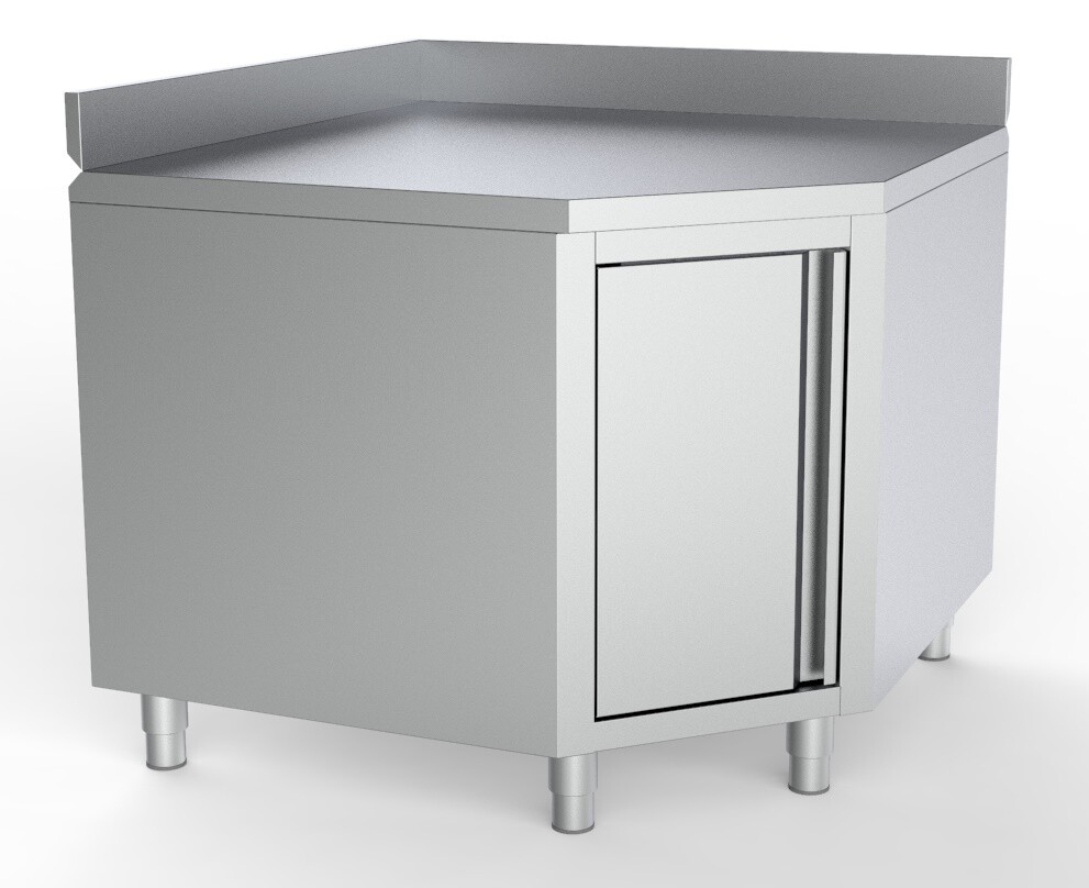 Combisteel Corner Worktable With Door 1000x700mm, Stainless Steel 1
