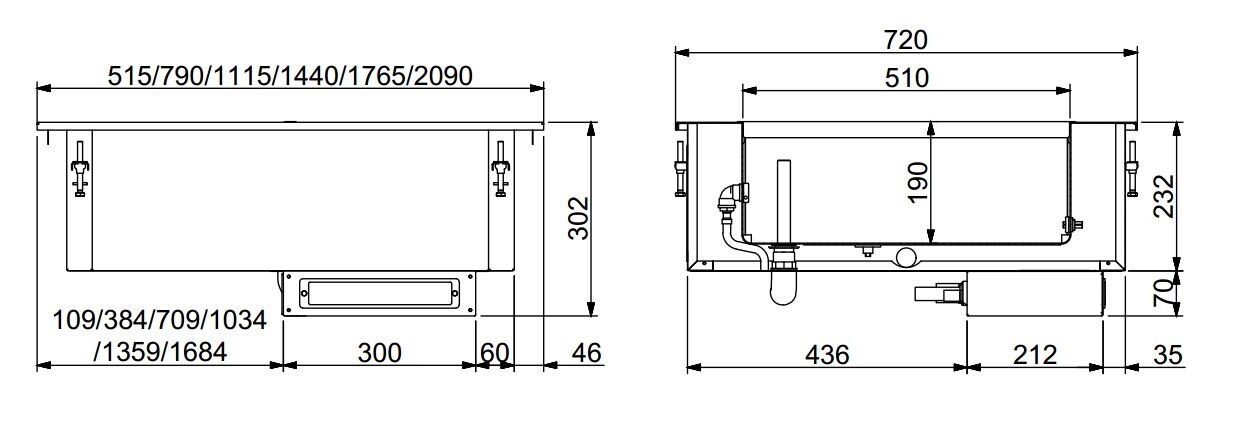 Combisteel Drop-In Bain-Marie Unit 1/1 GN, Manual Fill, 1.01 kW 2