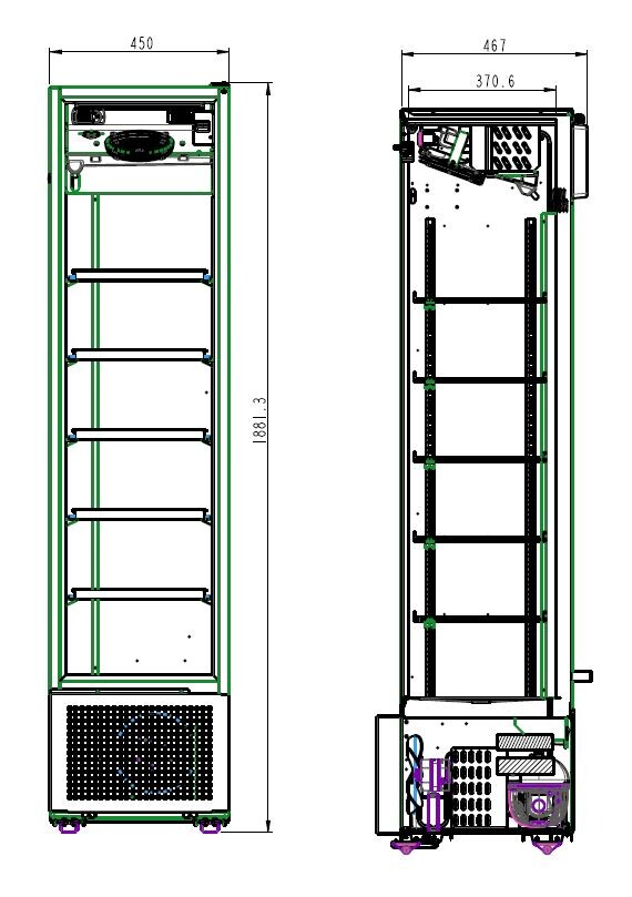 Combisteel Single Glass Door Refrigerator 221L Black 2