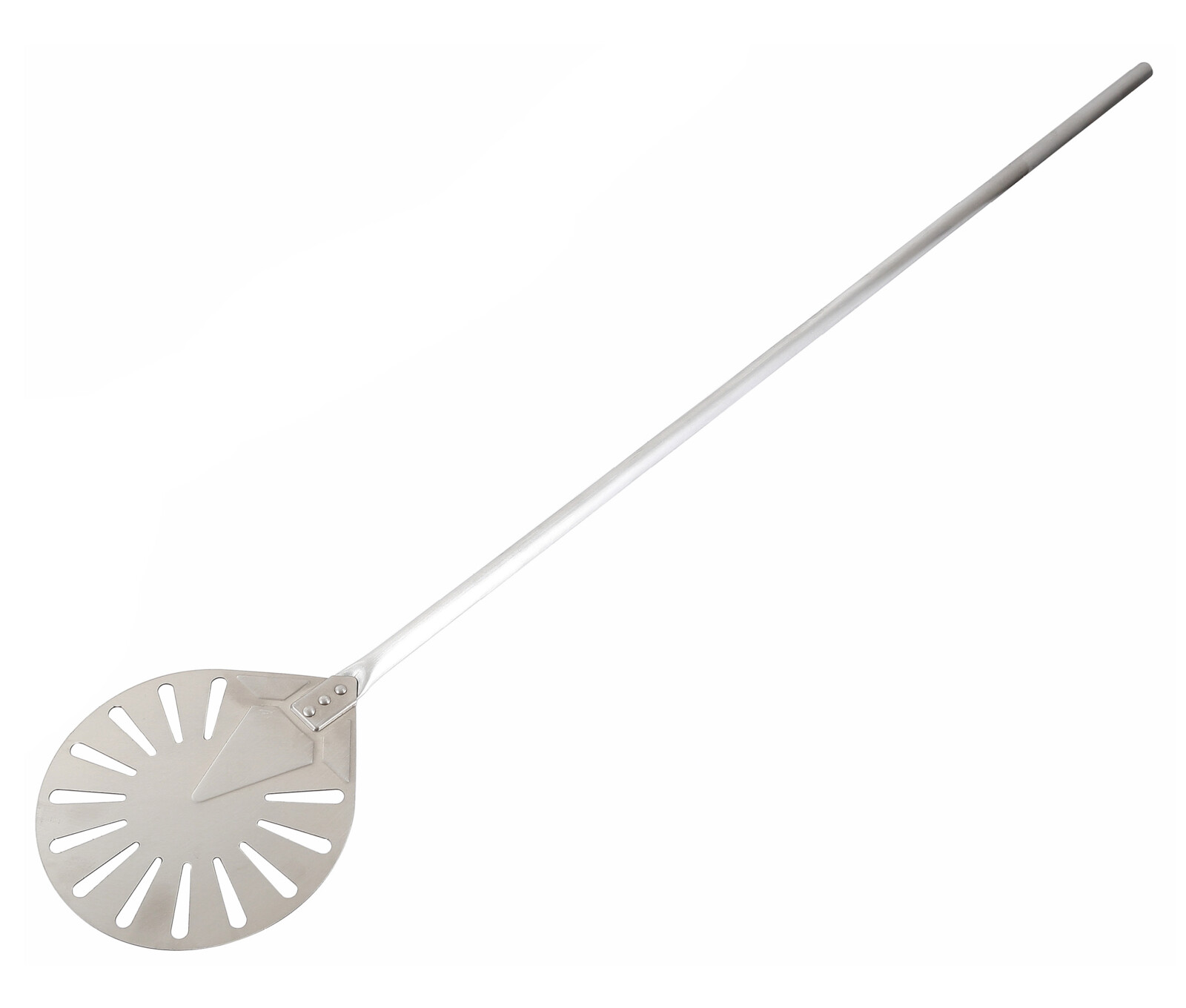 Stainless Steel Pizza Peel Round Perforated 23cm, 120cm Handle 1