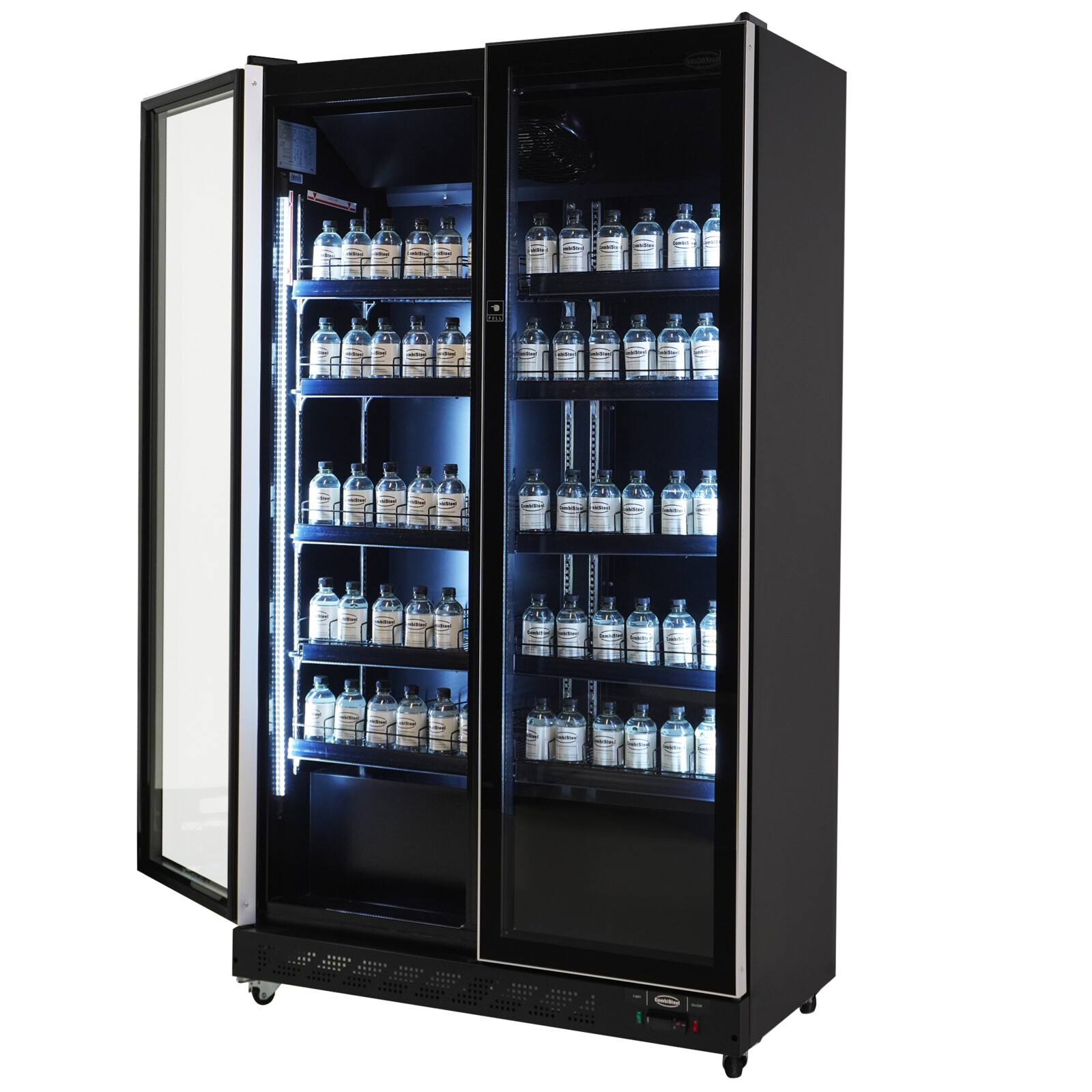 Combisteel Glass Door Refrigerator 758L, 2 Doors, Mobile Black 4