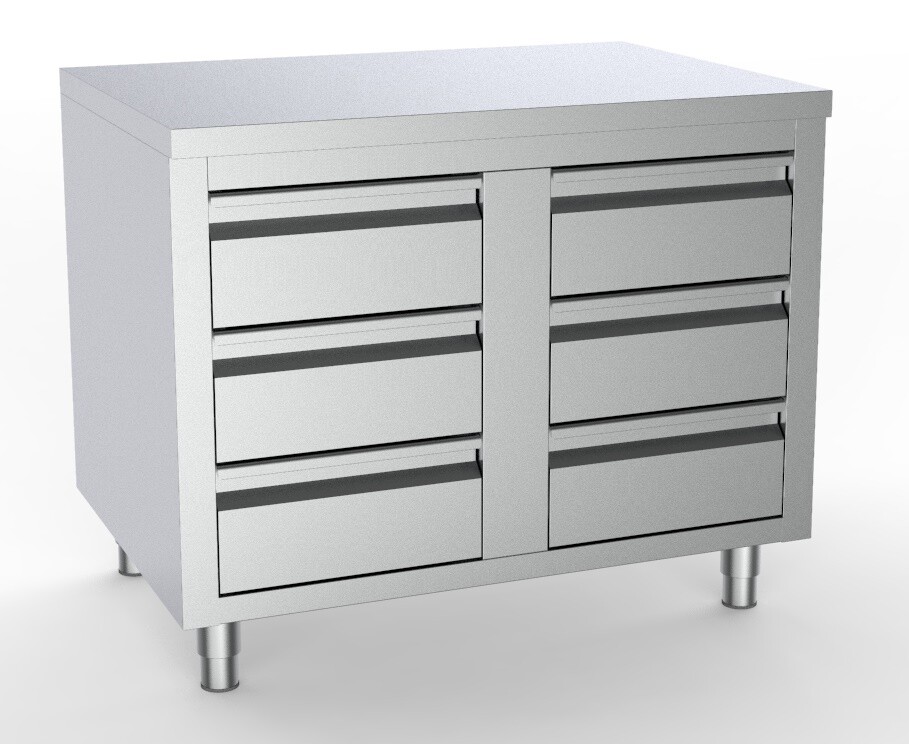 Combisteel Stainless Steel Worktable 6 Drawers, 1000x700mm 1