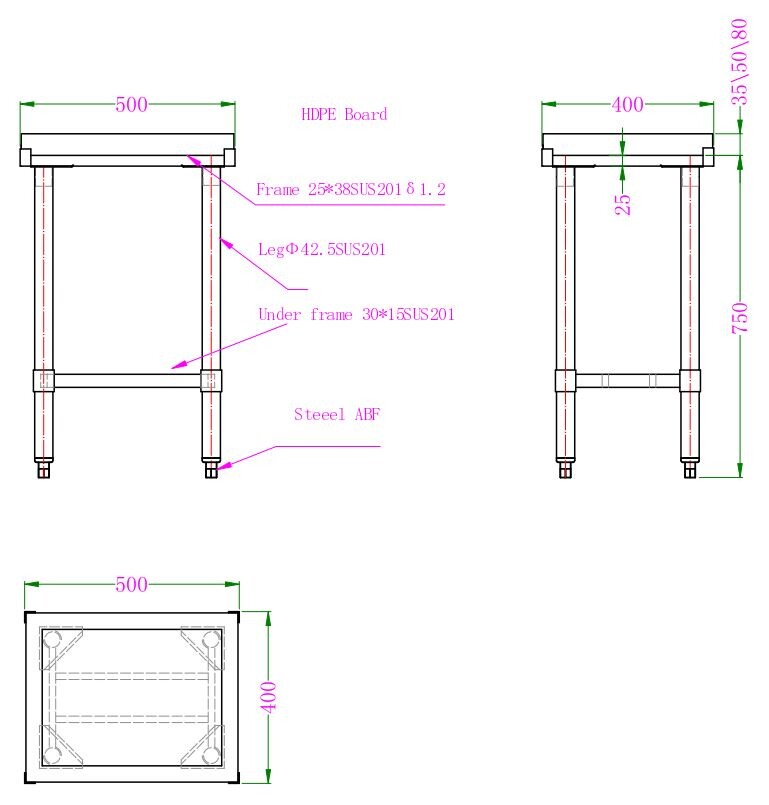 Polyethylene Chopping Block 50mm Thick, 500x400mm Commercial 2
