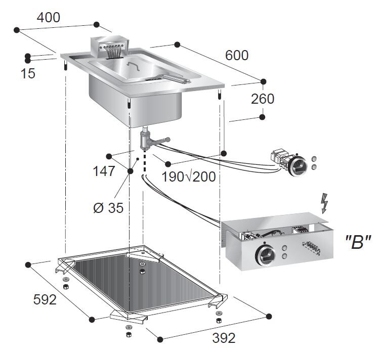 Electric Fryer 10L Single Basket, 7.25kW Commercial 2